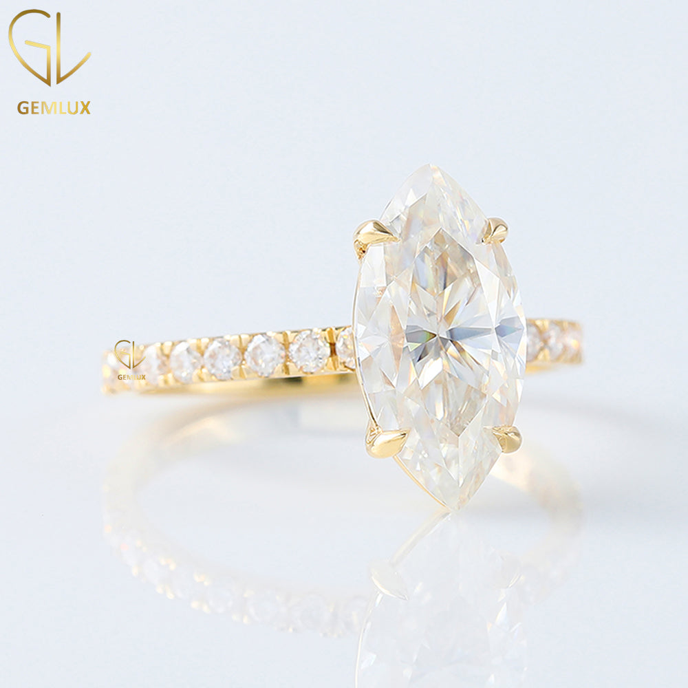 Selena Gomez Marquise Cut Moissanite Engagement Ring