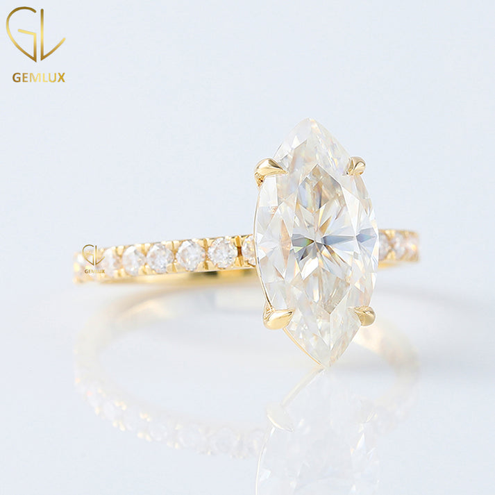 Selena Gomez Marquise Cut Moissanite Engagement Ring - Gemluxjewels.com