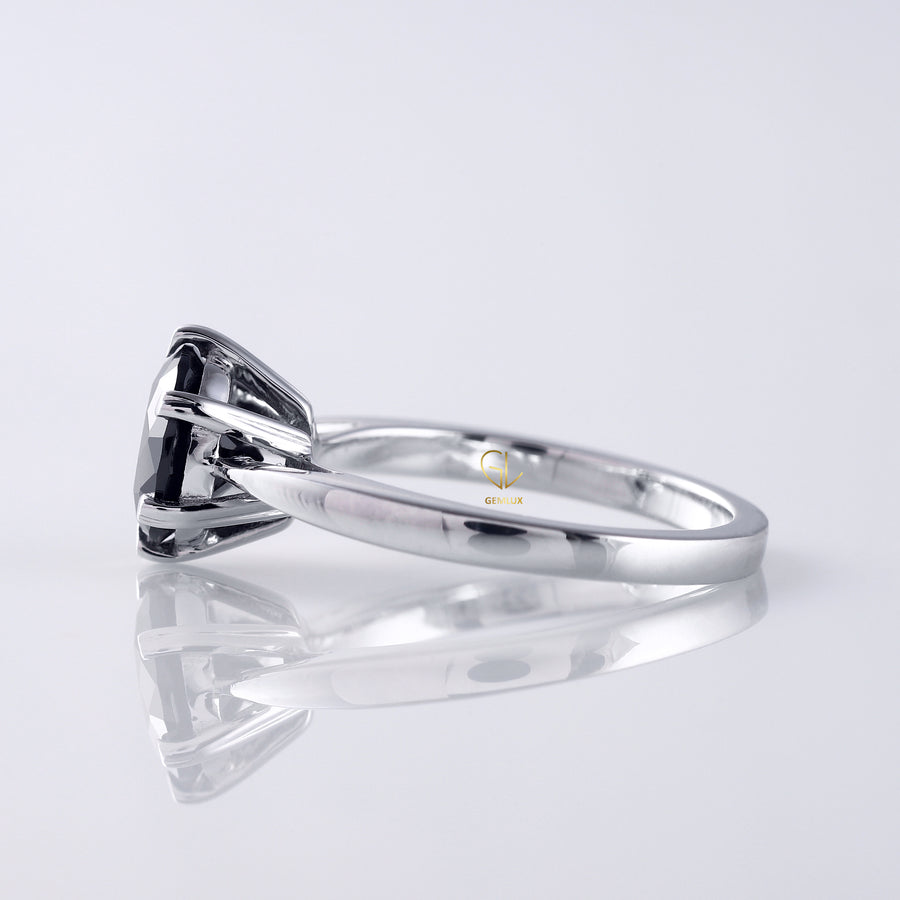 2 Carat Black Moissanite Round Solitaire Ring