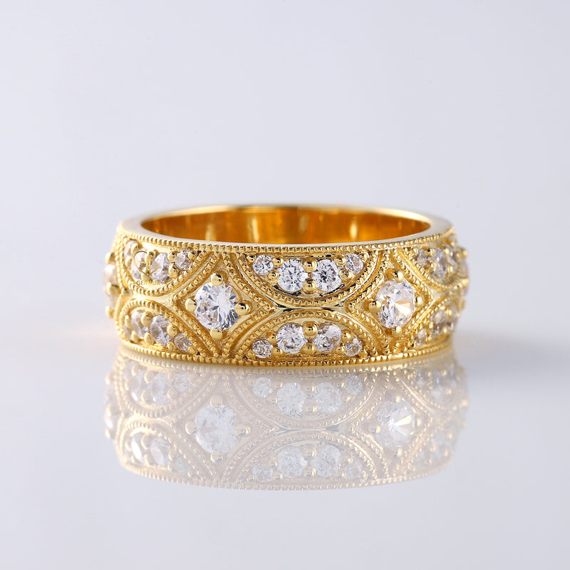 Vintage Inspired Moissanite Diamond Wedding Band