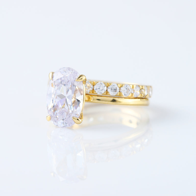 IGI Certified Oval Cut Lab Grown Diamond Solitaire Ring With Matching Eternity Ring Set