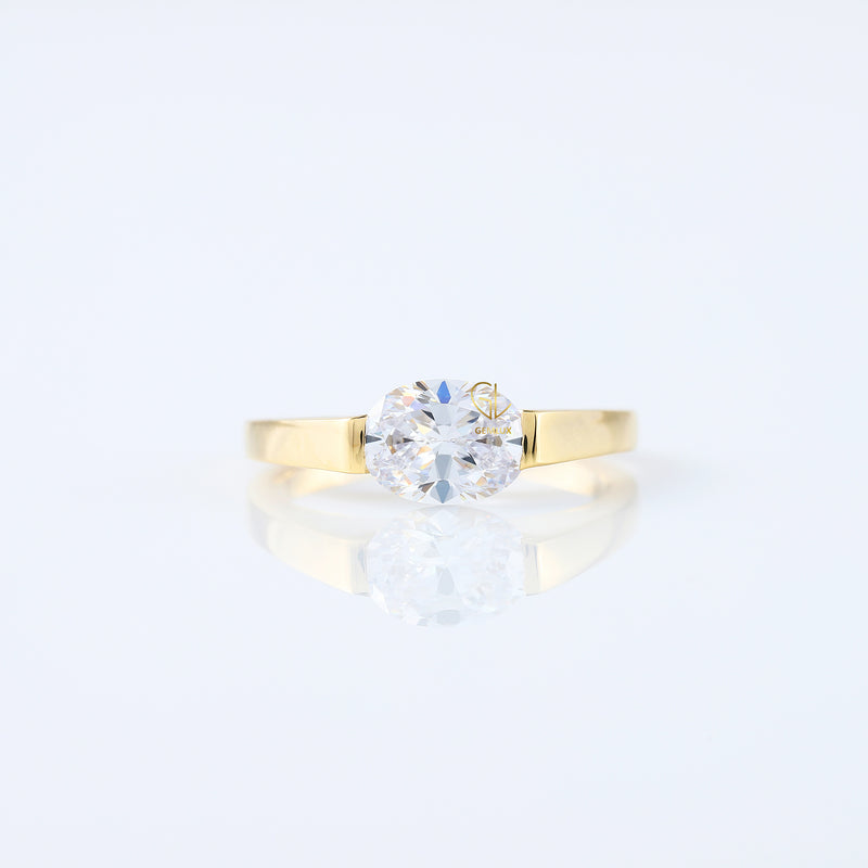 IGI Certified Oval East West Diamond Solitaire Ring