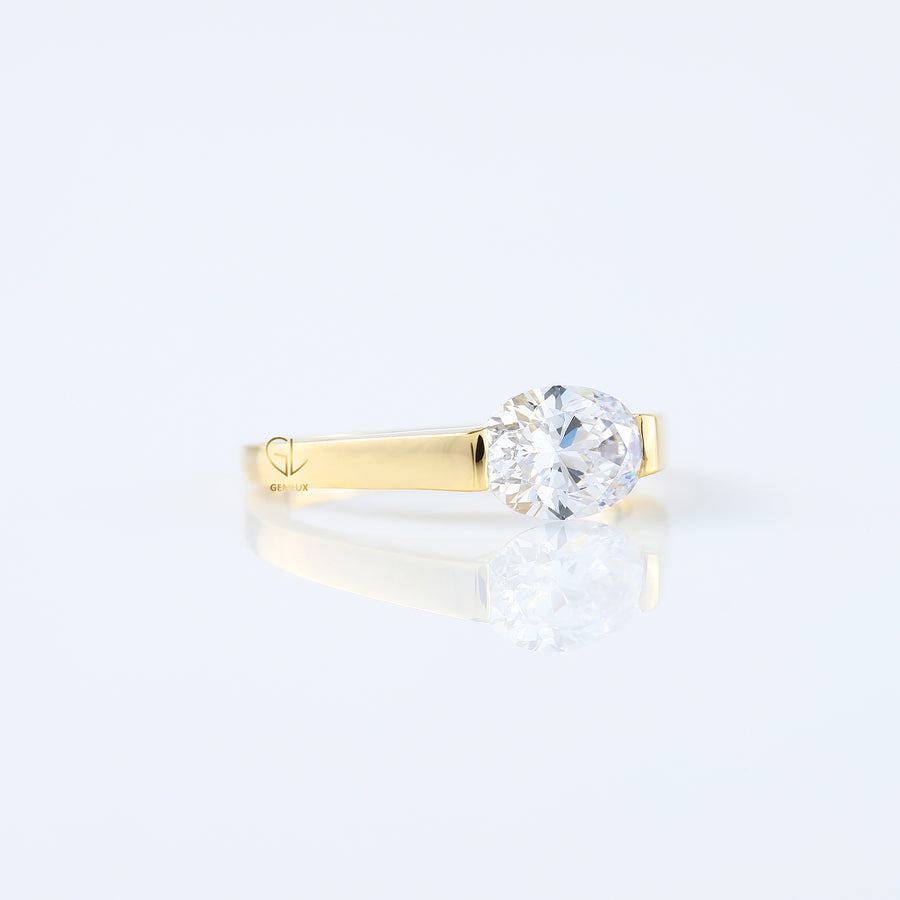 Oval Moissanite East West Solitaire Ring