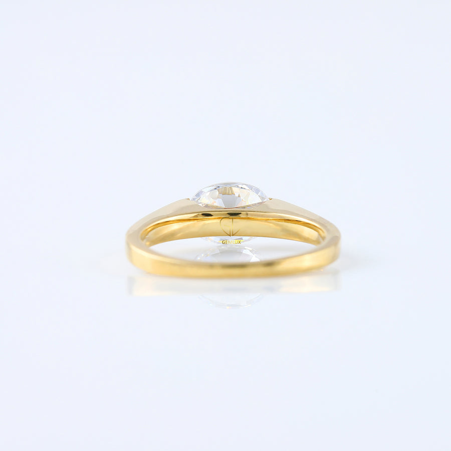 Oval Moissanite East West Solitaire Ring