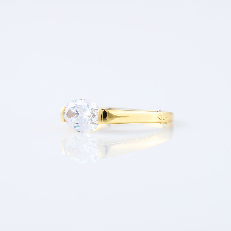 IGI Certified Oval East West Diamond Solitaire Ring