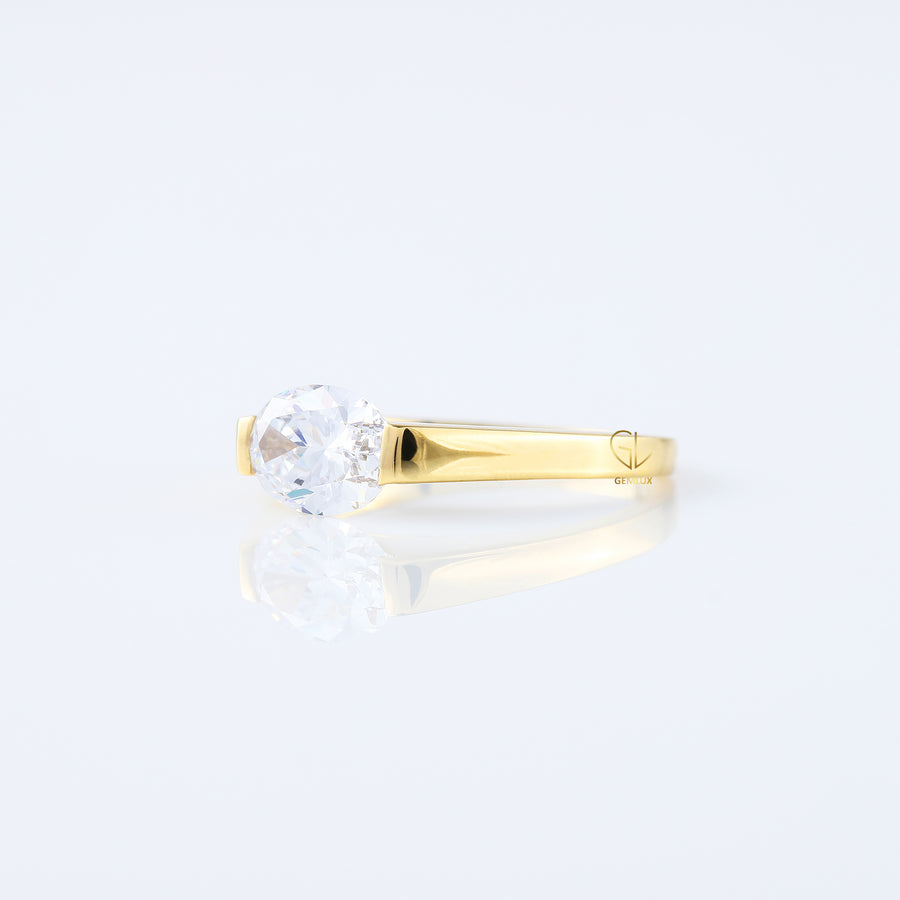 Oval Moissanite East West Solitaire Ring