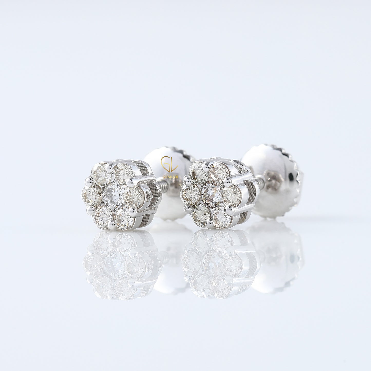 Round Cut Moissanite Diamond Stud Earrings