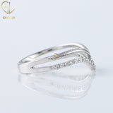 Art Deco V Shape Round Cut Moissanite Ring