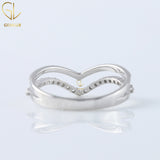 Art Deco V Shape Round Cut Moissanite Ring