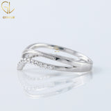 Art Deco V Shape Round Cut Moissanite Ring