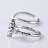 Bridal Ring Set, Marquise Cut Moissanite Ring With Curved Solitaire Matching Band