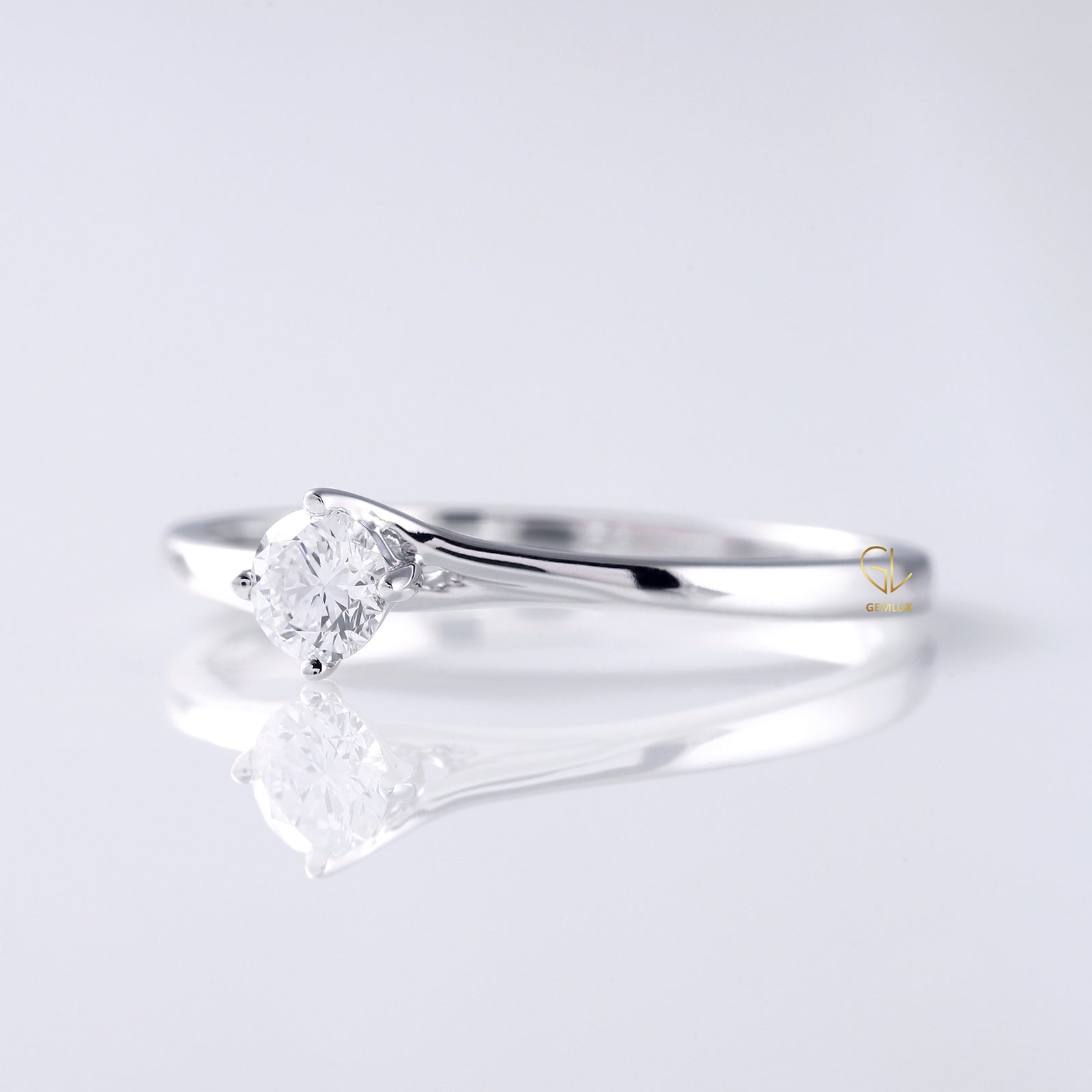 Round Diamond Solitaire Bypass Ring