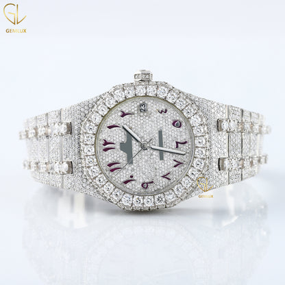 Arabic Number Dial Date Just Party Wear Birthday Gift Diamond Watch