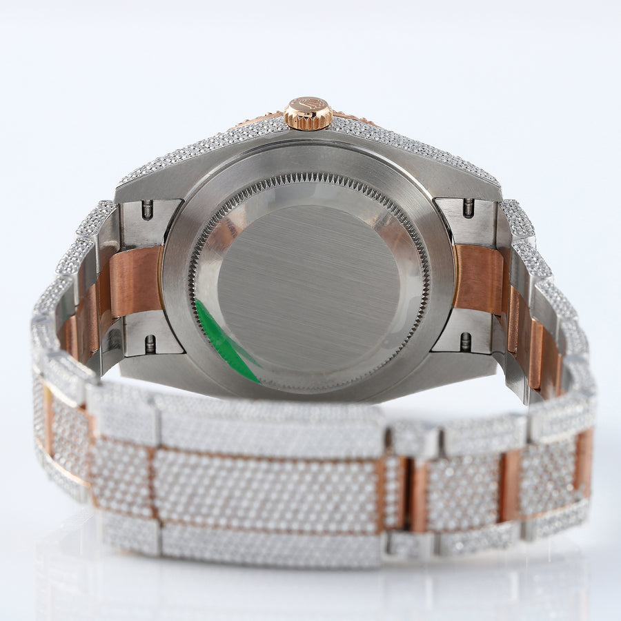 Brown Dial Oyster Belt Iced Out D VVS Moissanite Diamond Hip Hop Watch