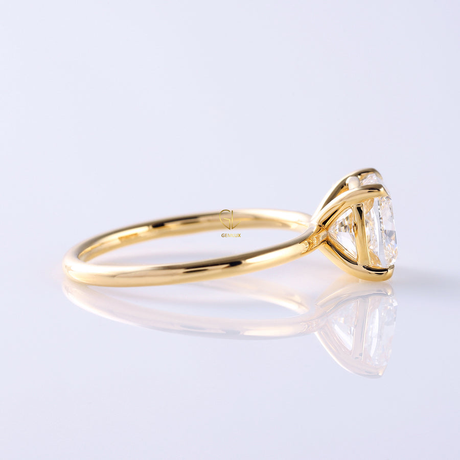 Cushion Cut Diamond Solitaire Yellow Gold Ring