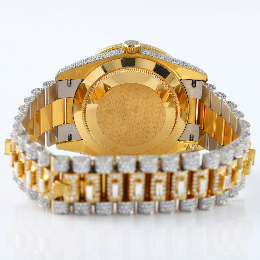 Day Date Yellow Gold Iced Out D VVS Moissanite Hip Hop Watch