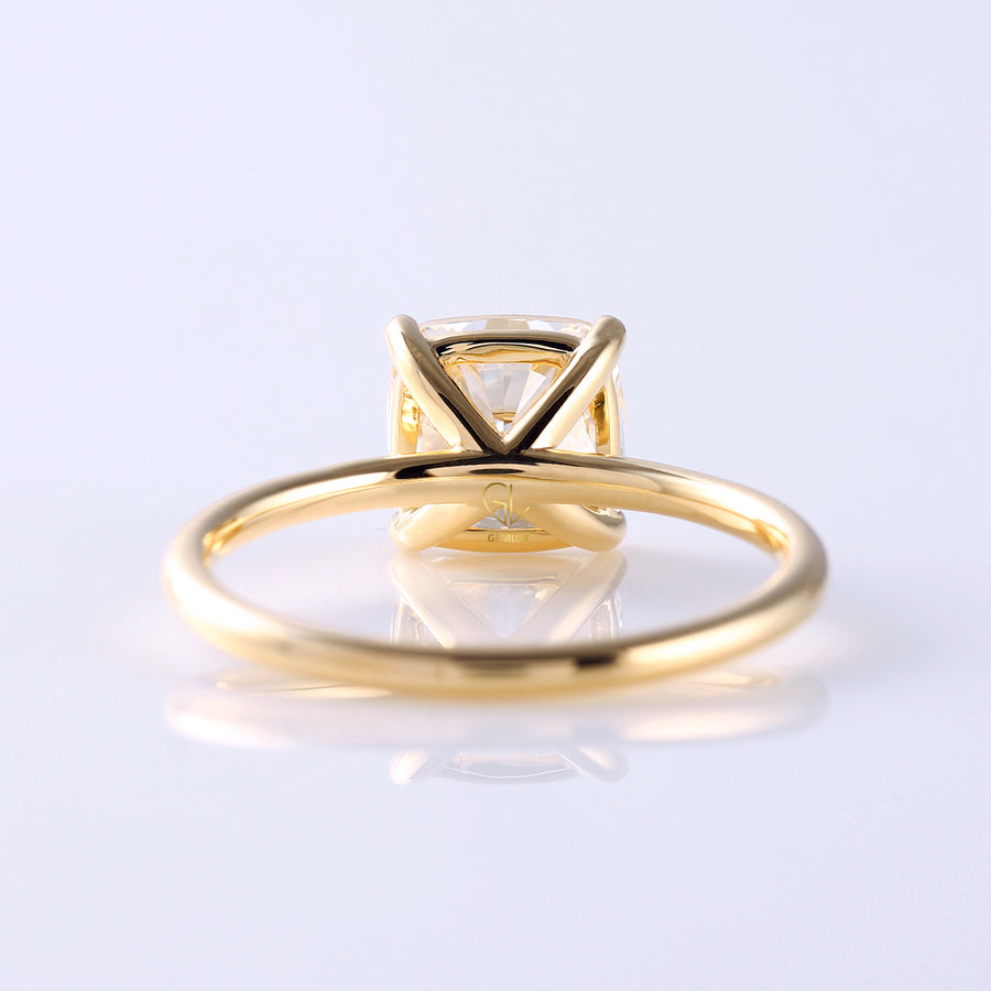 Cushion Cut Diamond Solitaire Yellow Gold Ring