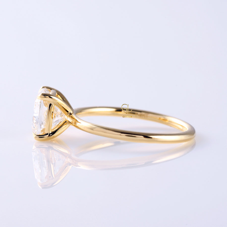 Cushion Cut Diamond Solitaire Yellow Gold Ring
