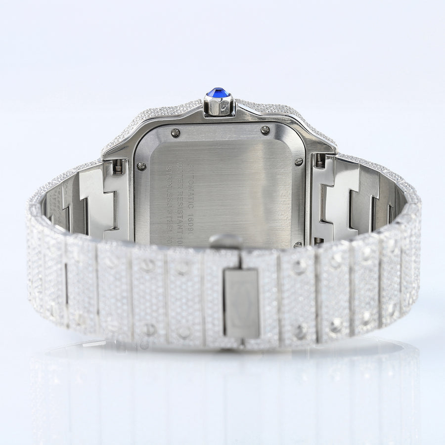 Square Roman Dial Iced Out D VVS Moissanite Hip Hop Watch