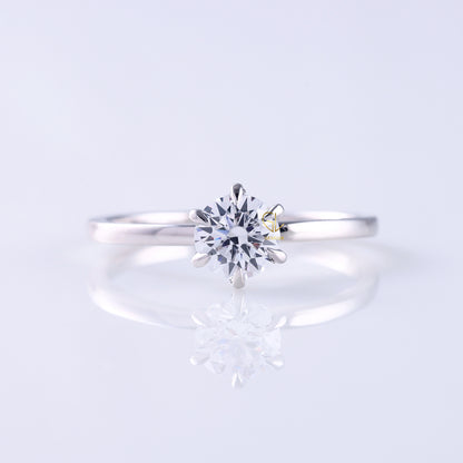 Round Cut Moissanite Diamond Classic Solitaire Engagement Ring