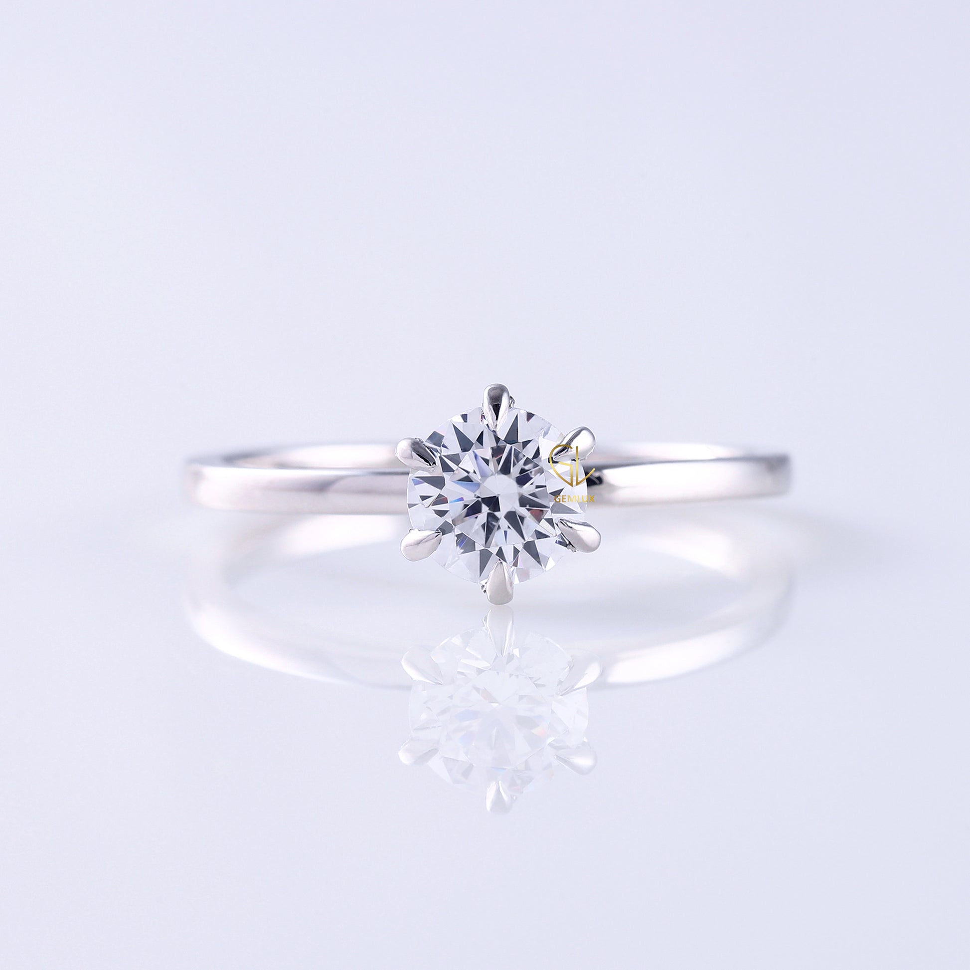 Certified Round Cut Lab Grown Diamond Classic Solitaire Engagement Ring