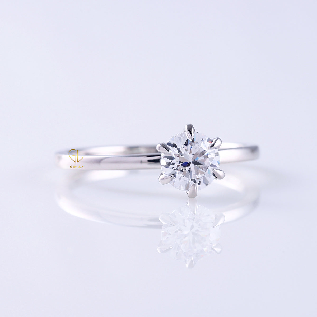 Round Cut Moissanite Diamond Classic Solitaire Engagement Ring