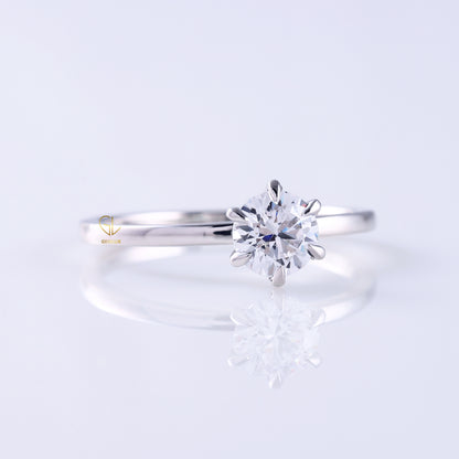 Round Cut Moissanite Diamond Classic Solitaire Engagement Ring