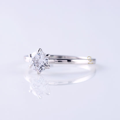 Round Cut Moissanite Diamond Classic Solitaire Engagement Ring