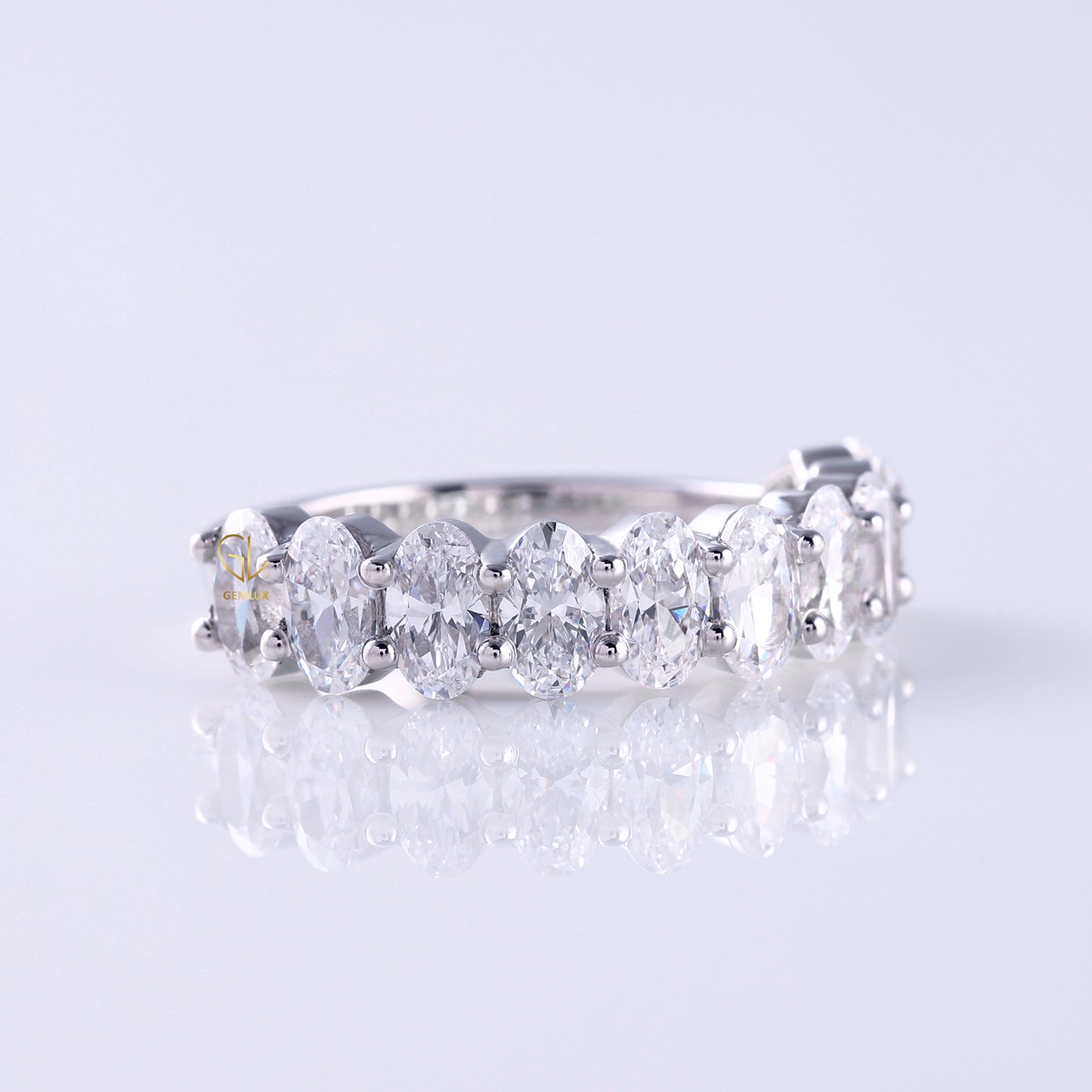 Oval Cut Moissanite Diamond Eternity Wedding Band