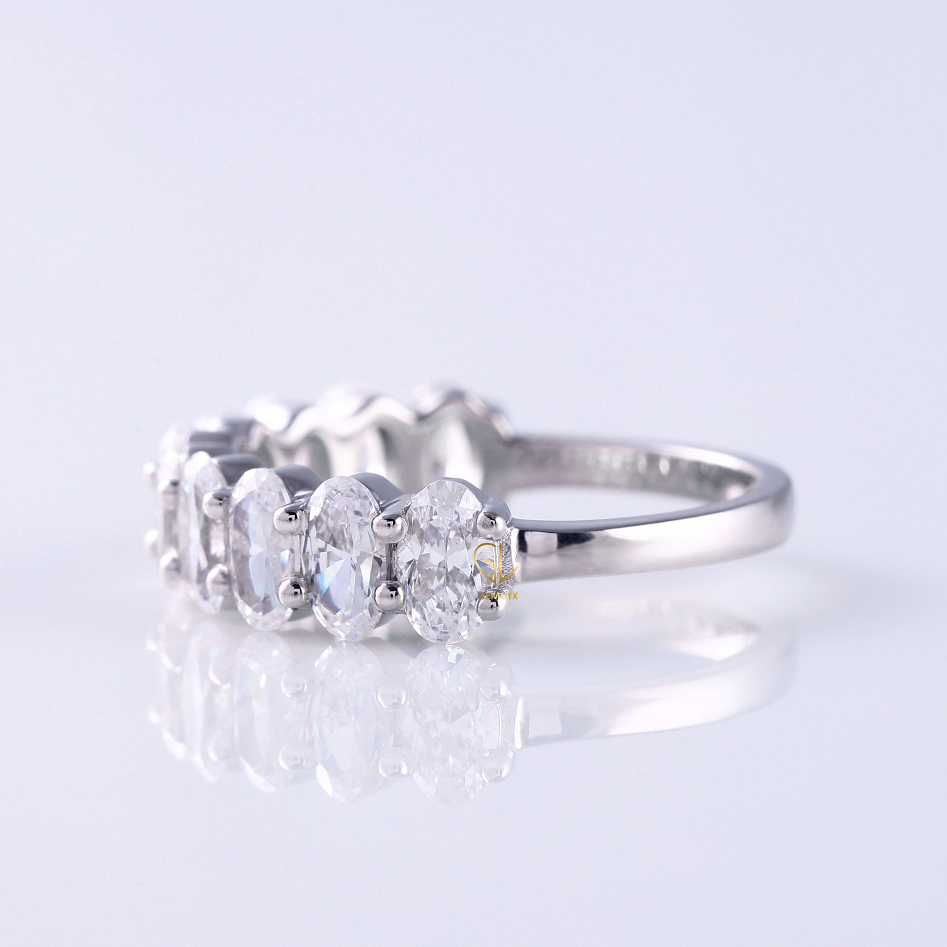 Oval Cut Moissanite Diamond Eternity Wedding Band