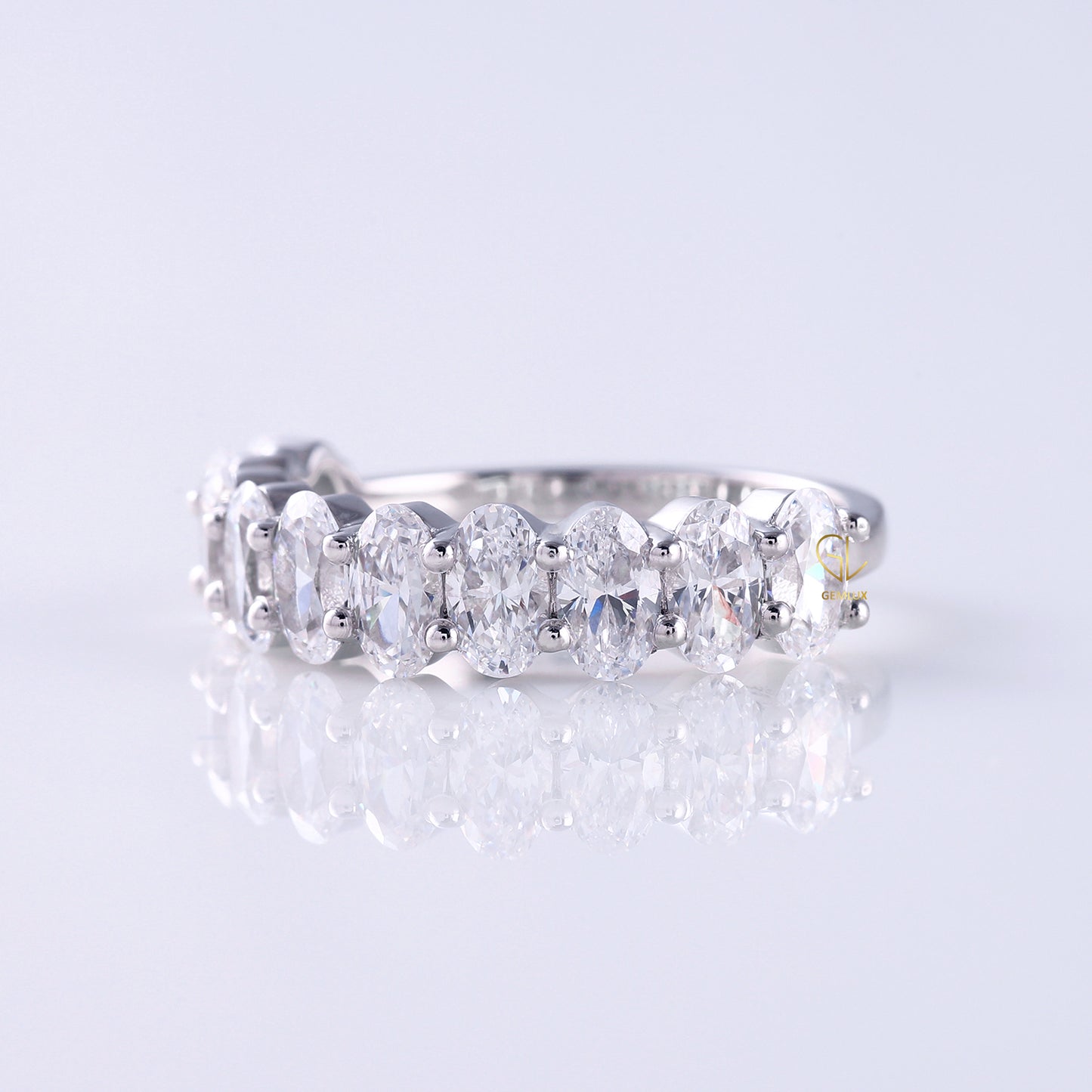 Oval Cut Moissanite Diamond Eternity Wedding Band