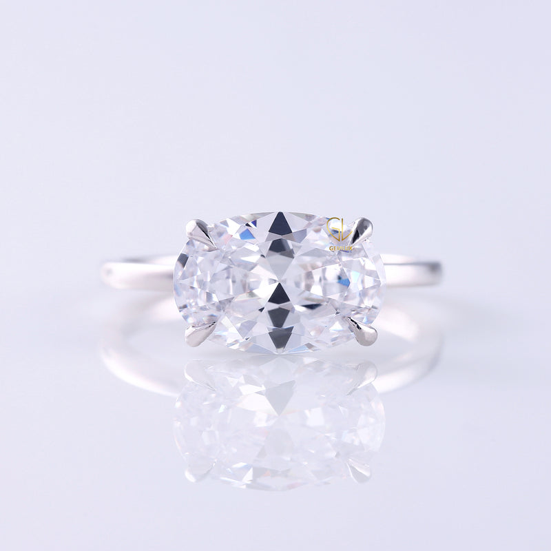 3 Carat Oval East West Diamond Solitaire Ring