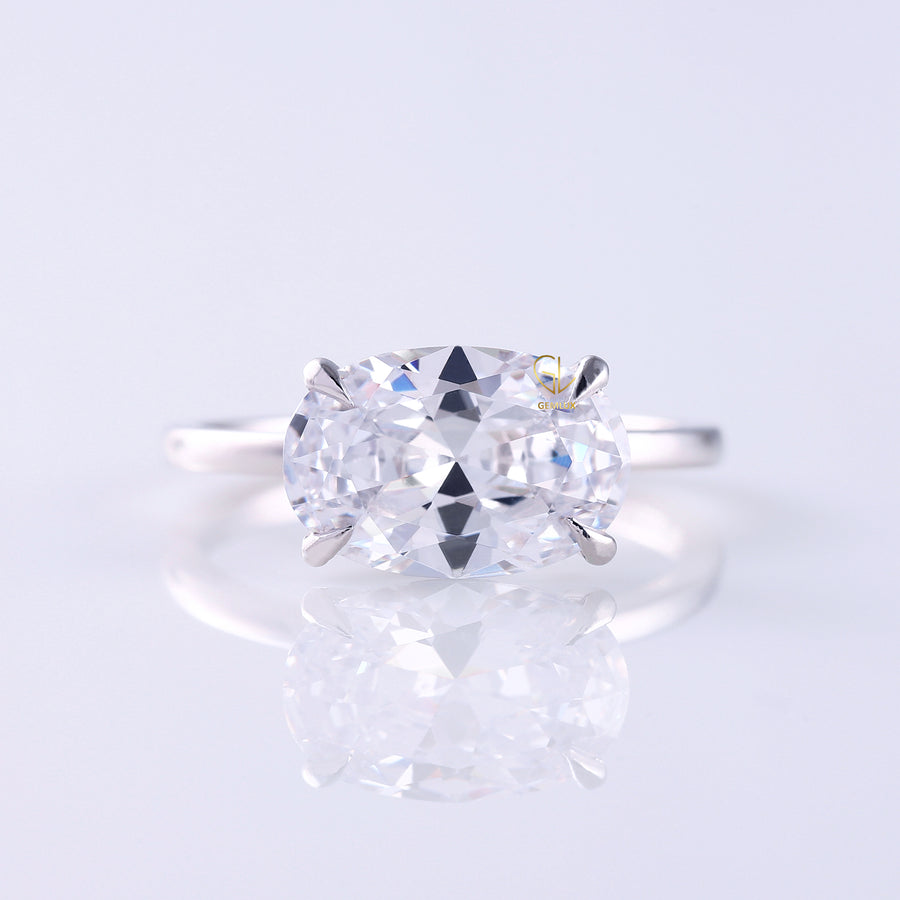 3 Carat Oval East West Diamond Solitaire Ring