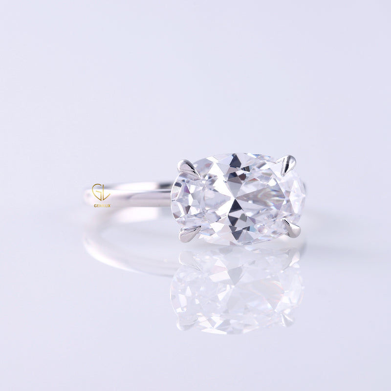 3 Carat Oval East West Diamond Solitaire Ring