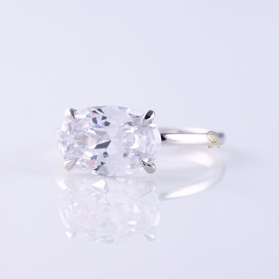 3 Carat Oval East West Diamond Solitaire Ring