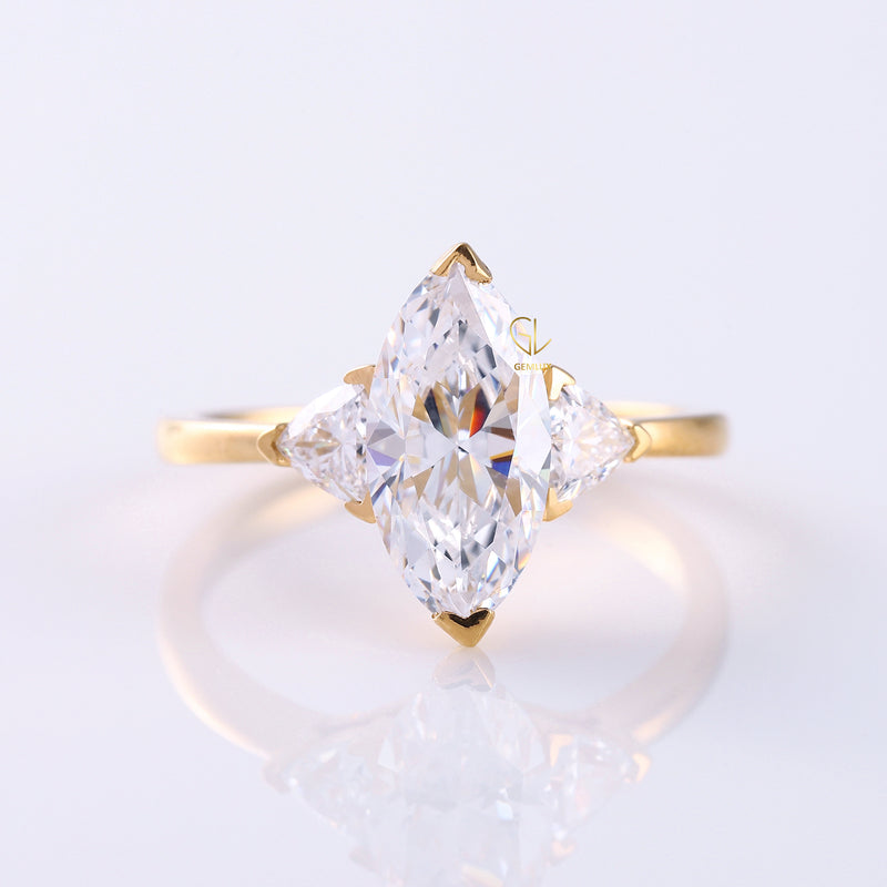 Marquise Cut Moissanite Three Stone Ring