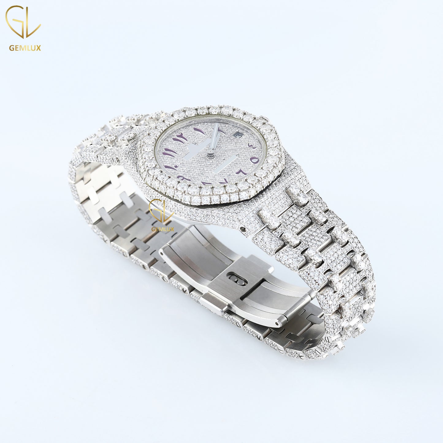 Arabic Number Dial Date Just Party Wear Birthday Gift Diamond Watch