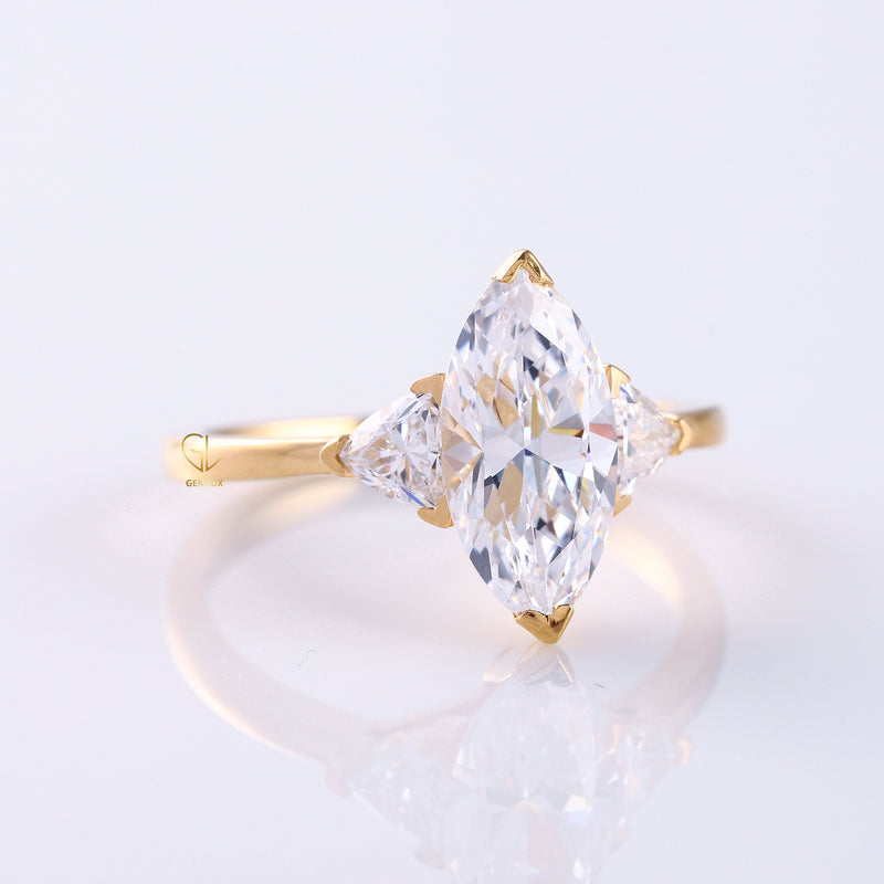 Marquise Cut Moissanite Three Stone Ring