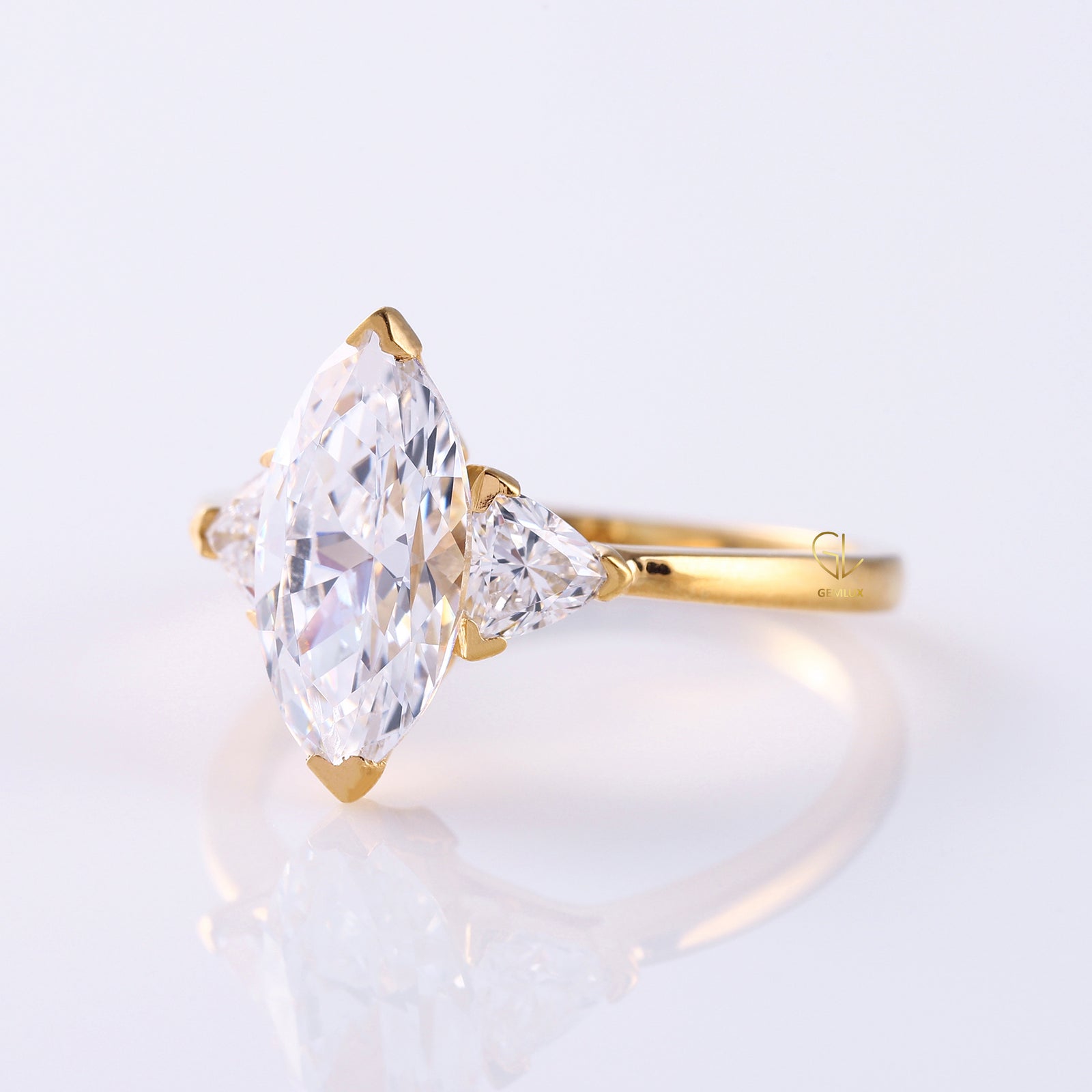 Marquise Cut Lab Grown Diamond Three Stone Engagement Ring