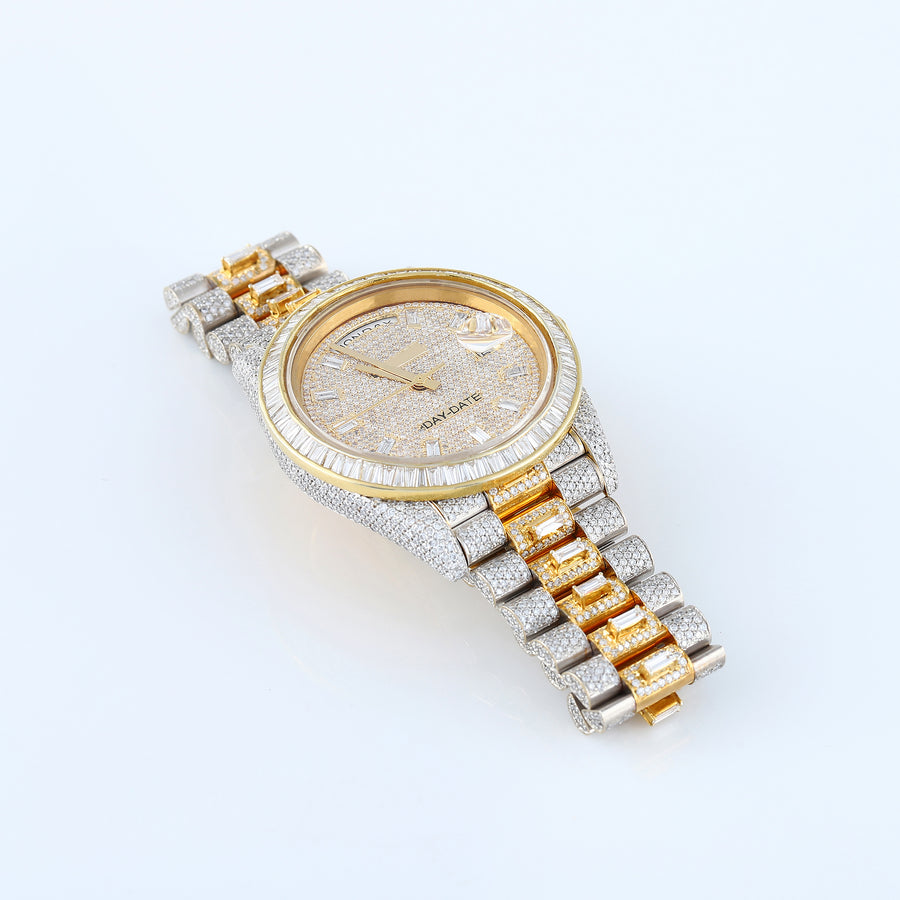 Day Date Yellow Gold Iced Out D VVS Moissanite Hip Hop Watch