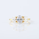 IGI Certified Oval Cut Lab Grown Diamond Three Stone Engagement Ring