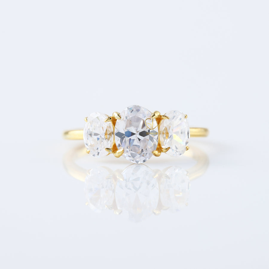 Oval Cut Moissanite Three Stone Ring