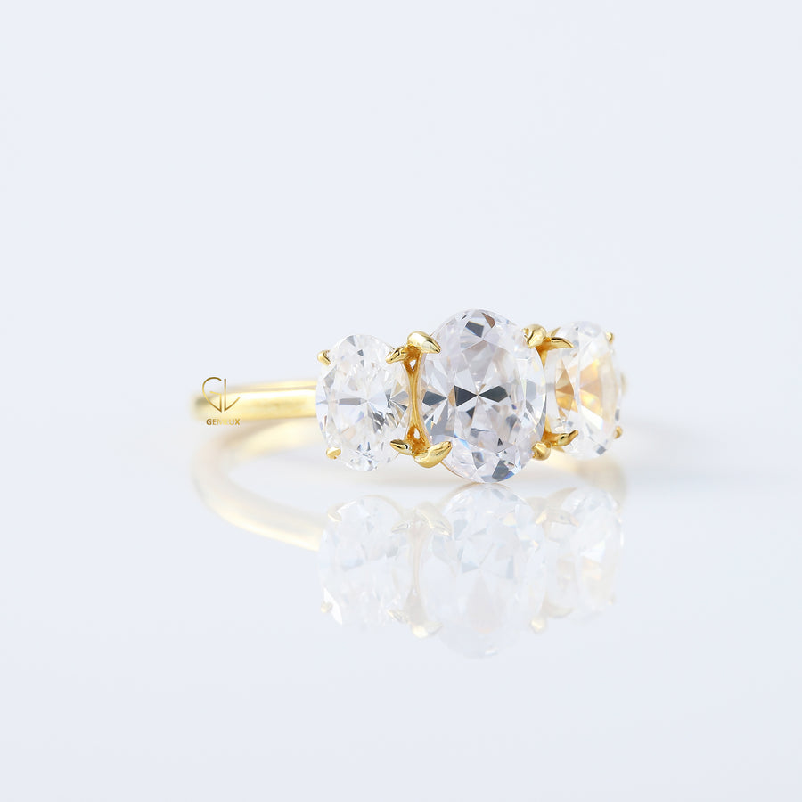 Oval Cut Moissanite Three Stone Ring