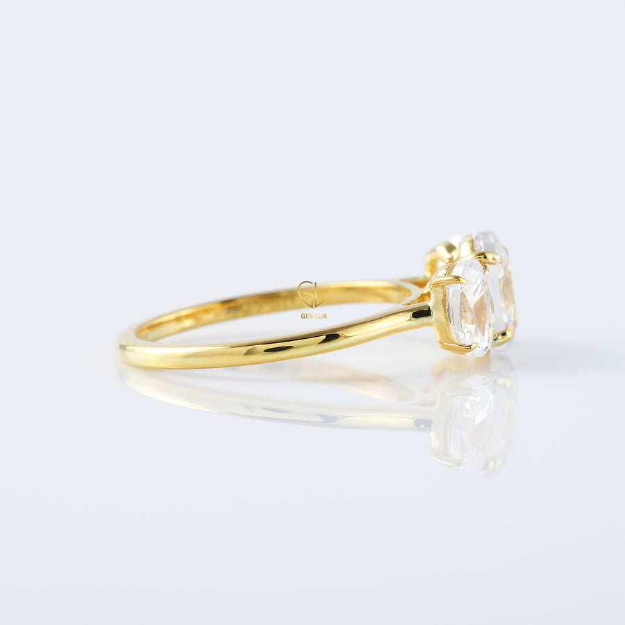 Oval Cut Moissanite Three Stone Ring