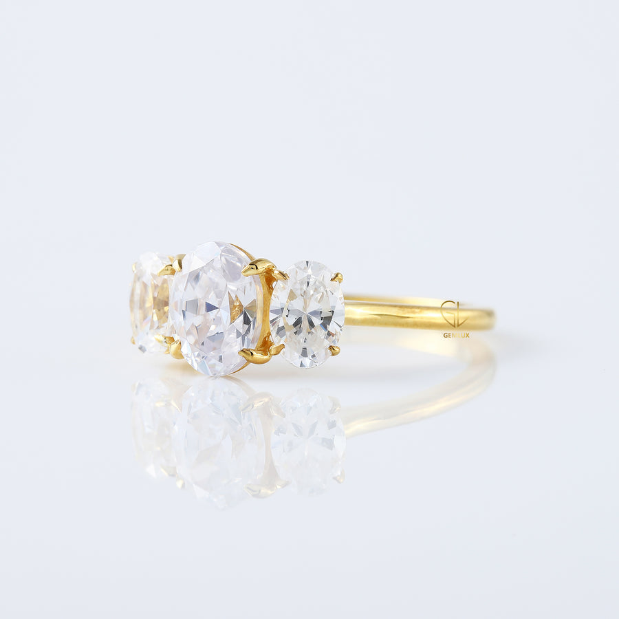 Oval Cut Moissanite Three Stone Ring