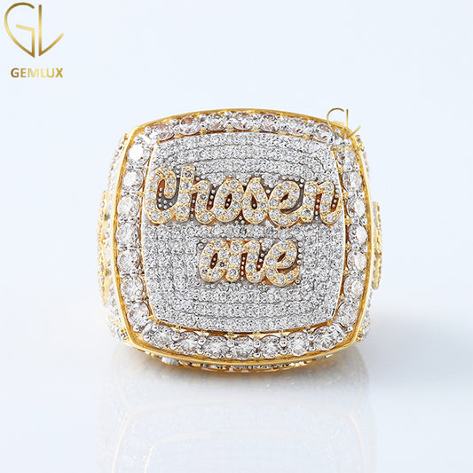 14K Yellow Gold HipHop Style Moissanite Diamond Ring For Men
