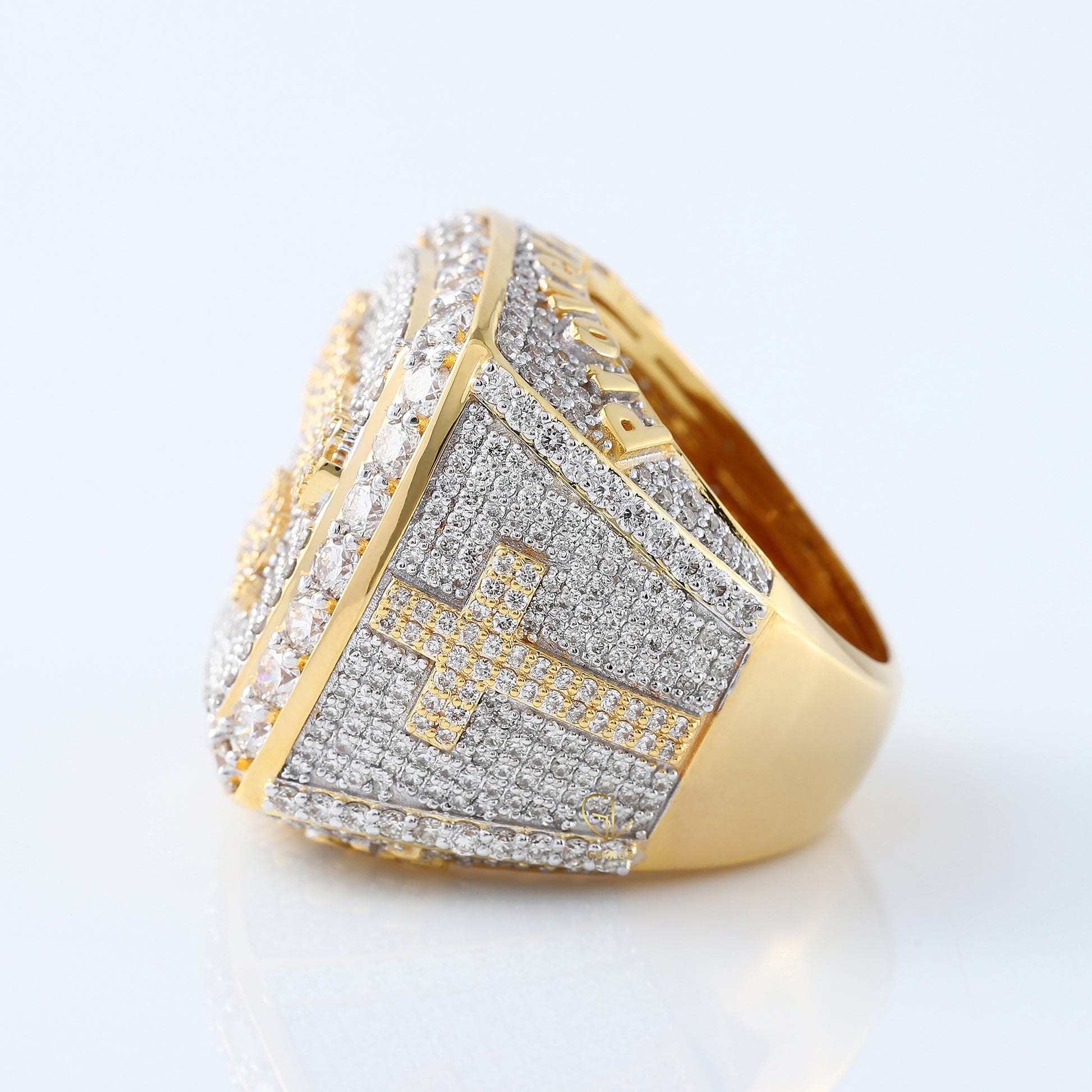 14K Yellow Gold HipHop Style Moissanite Diamond Ring For Men