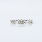 Art Deco Fancy Yellow Color Lab Grown Diamond Scalloped Eternity Wedding Band