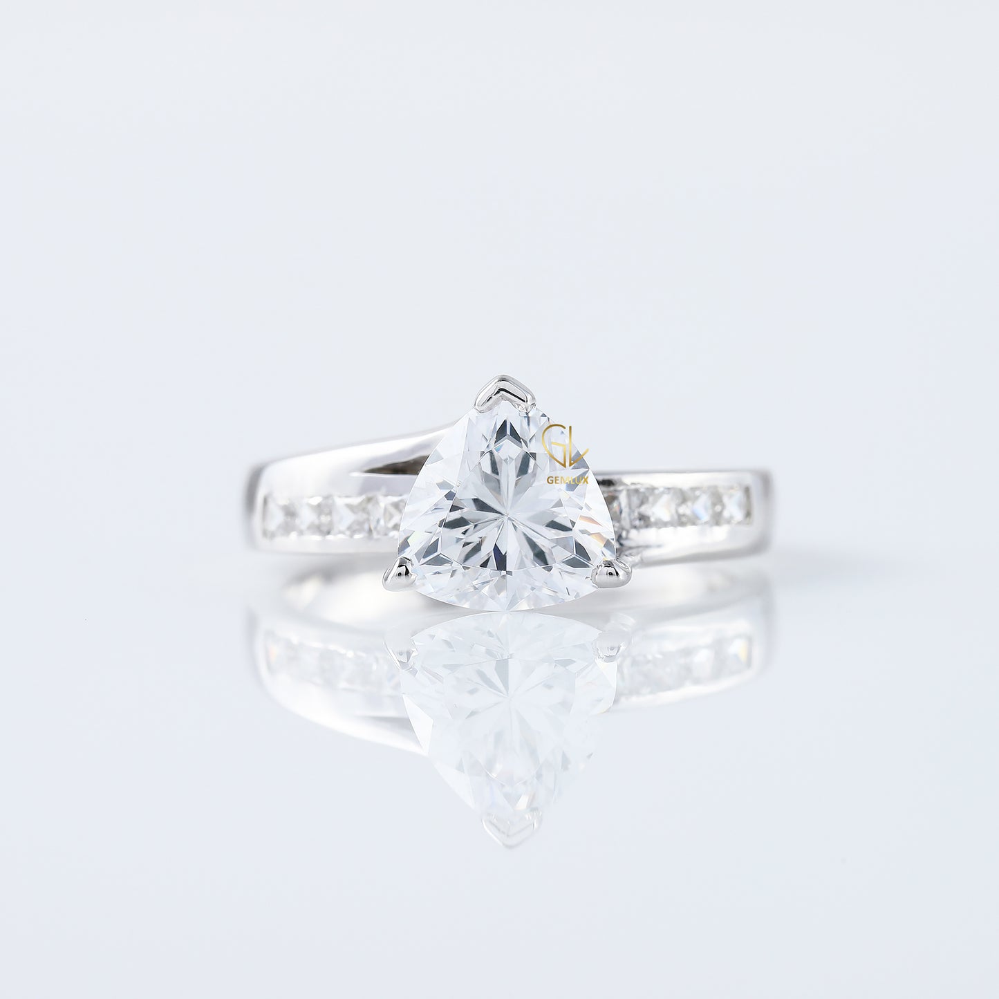 Trillion Cut Moissanite Diamond Bypass Engagement Ring 