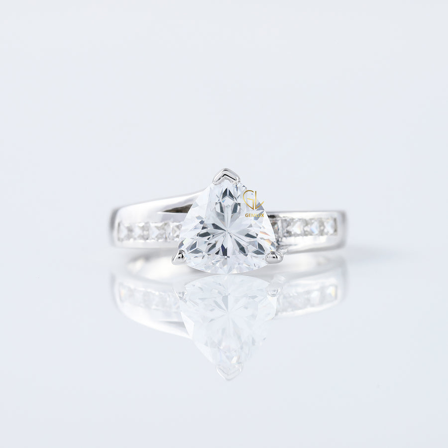 Trillion Cut Moissanite Ring - Bypass Style